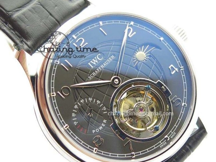 MIROTIME 0807 Portuguese Tourbillon Power Reserve Moonphase SS Black Dial On Black Leather Strap TechFriendly 7321
